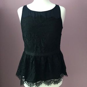 Black Lace Peplum Tank